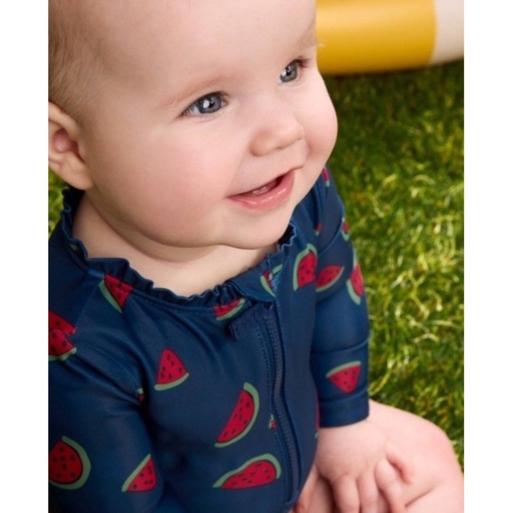 Carter's Baby Girl's UPF 50 Long Sleeve Bathing Suit - Watermelon Size 12 Months - Picture 2 of 6